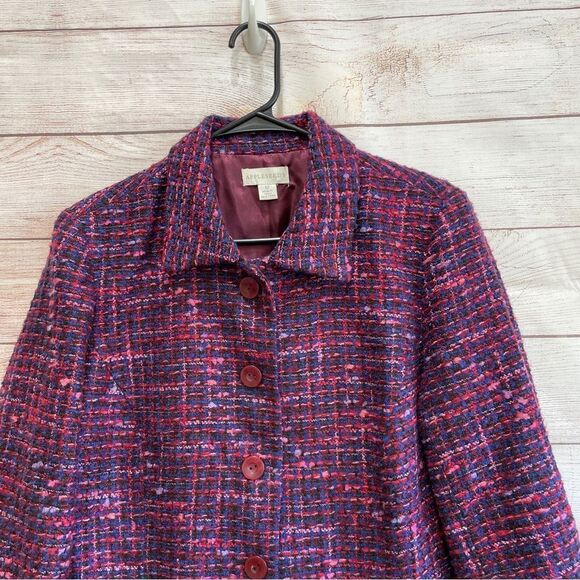 APPLESEEDS TEXTURED TWEED BLAZER IN RED AND PURPLE‎ - Picture 3 of 7